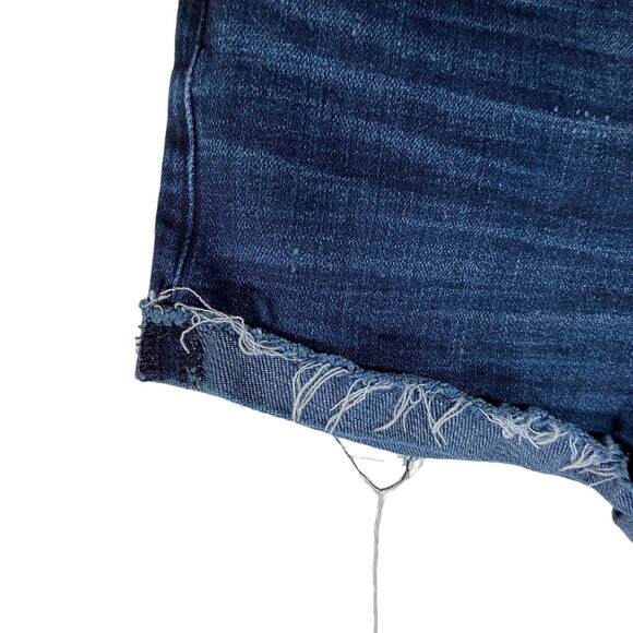 Abercrombie & Fitch Women's Size 4 w27 Dark Blue Denim Cut-off Shorts Raw Fringe - Picture 9 of 11